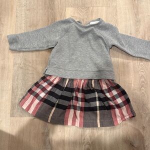 Burberry Gray and Pink Plaid Kids Casual Dress